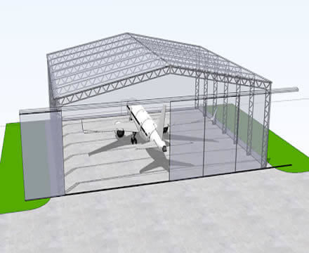 Ausgeklügelte Stahlkonstruktion Hangar 5m - 6m Höhe Metall Flugzeug Hangar