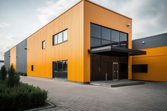 Beschichtete Stahlkonstruktion Werkstatt Gebäude Modern